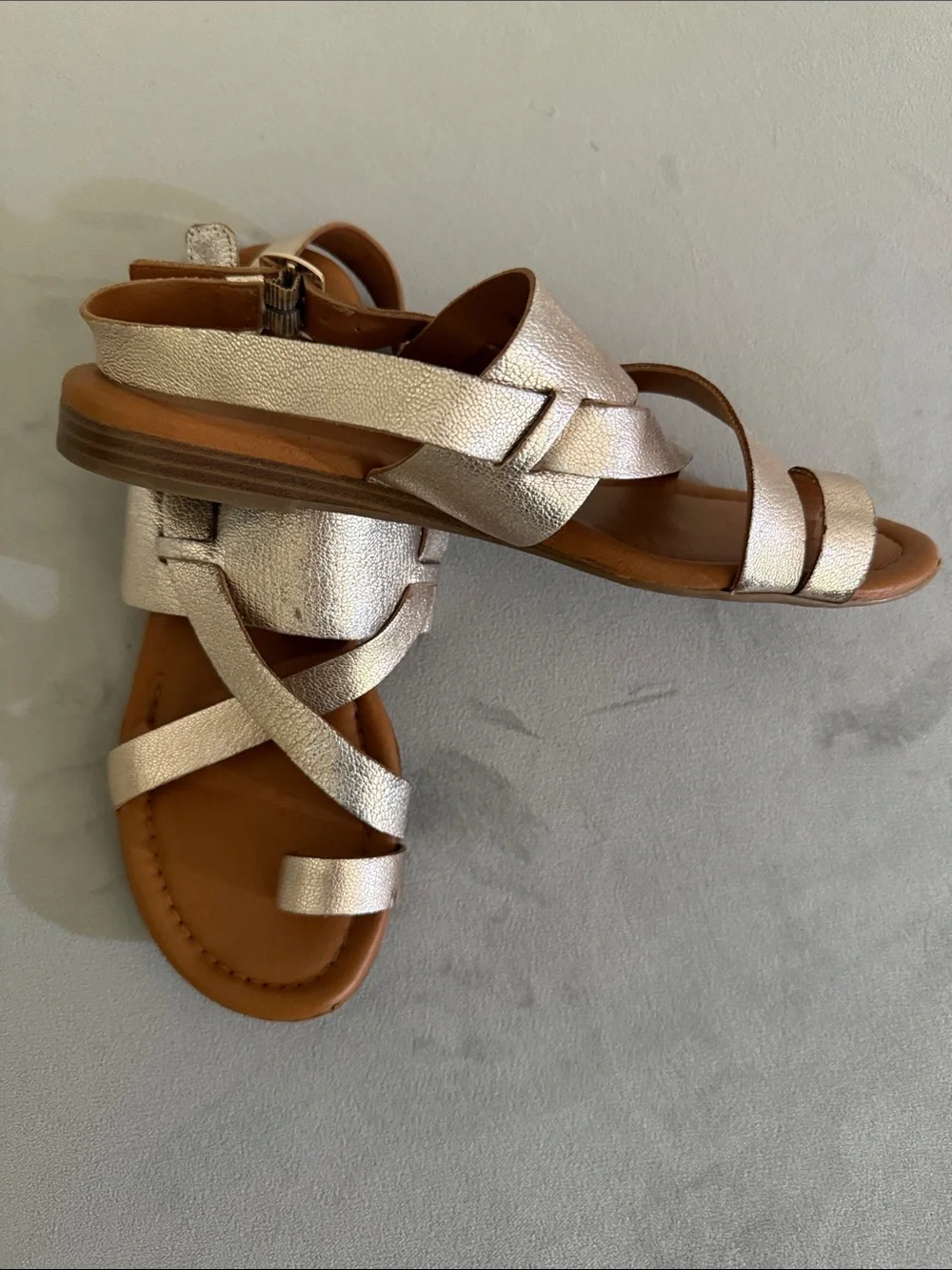 SARTO By Franco Sarto Metallic Crisscross Slingback Sandals - Rose Gold